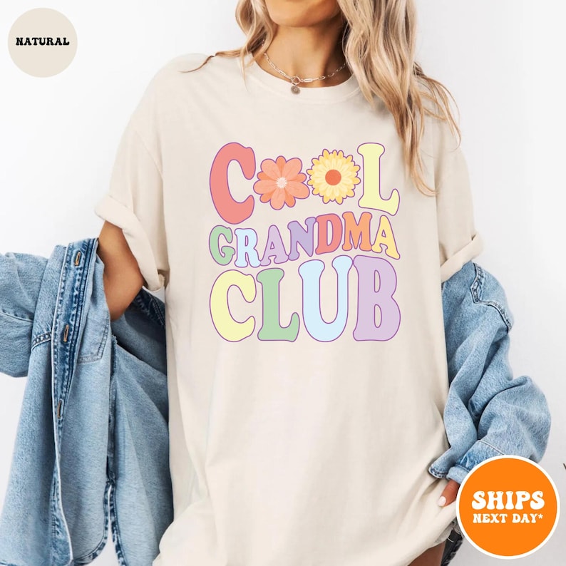 a woman wearing a t - shirt that says cool grandma club