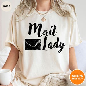 Mail Lady T-shirt | Postal Carrier Worker Tee | Post Office Shirt | Cute Postal Worker | Postal Life Shirt | Mail Lady Gift | Comfort Colors image 2