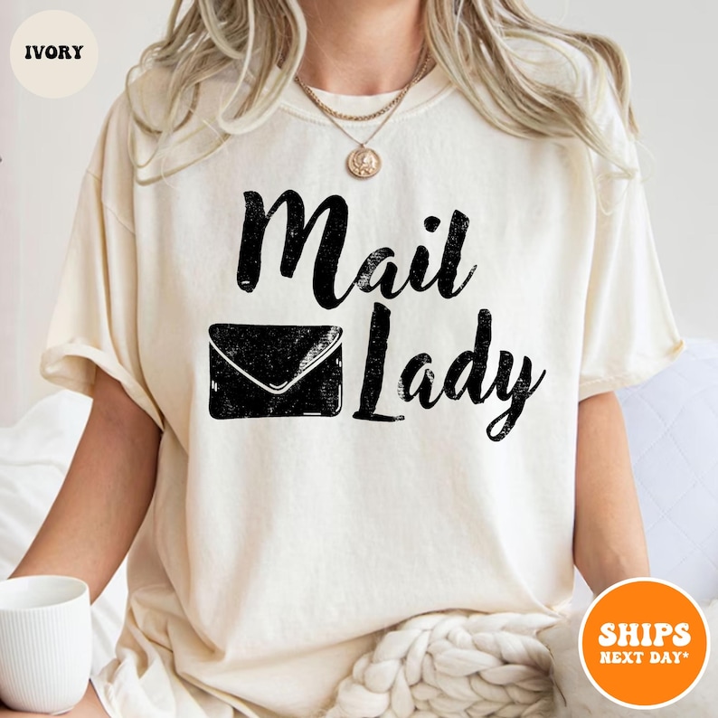 Mail Lady T-shirt | Postal Carrier Worker Tee | Post Office Shirt | Cute Postal Worker | Postal Life Shirt | Mail Lady Gift | Comfort Colors image 2