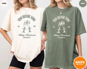Vino Before Vows T-shirt | Custom Bride’s Name Bachelorette | Personalized Bridal Winery Party Shirt | Bridal Shower | Wine Bachelorette