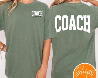 Custom Coach T-Shirt Front and Back Print | Personalized Name | Sports Tee | Baseball Football Soccer Basketball Shirt