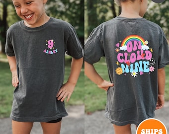 Personalized 9th Birthday Girl Shirt | Cloud Nine Birthday Tee | Youth Birthday Outfit | Kids Birthday Sweatshirt
