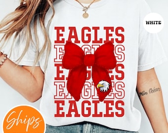 Personalized Team Mascot Bow T-shirt | Coquette Bow School Spirit Shirt | Game Day Shirt | Football Team | Cheer Mascot | Sport Mom Shirt