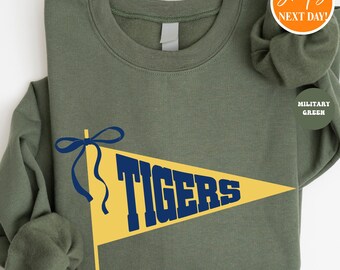 Custom School Mascot Crewneck Sweatshirt | Trendy School Spirit Pennant | Game Day Shirt | Personalized Team Pride Shirt | Custom Mascot Top