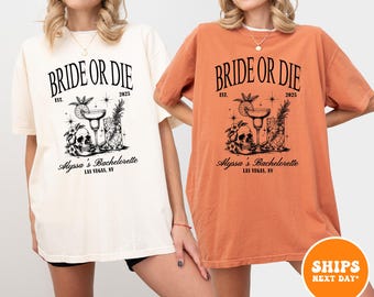 Bride Or Die Funny Bachelorette T-shirt | Halloween Bachelorette Party | Til Death Do Us Party | Gothic Bachelorette | Skeleton Bride Shirt