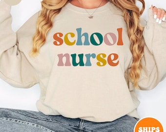 School Nurse Crewneck Sweatshirt | Registered Nurse | Nursing School Gift | New Nurse Appreciation Gift | Nurse Life Shirt | Superhero Nurse