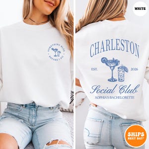 Luxury Bachelorette Merch Sweatshirt | Charleston Bachelorette Shirts | Custom Name | Cocktail Social Club | Bridal Party Shirt | Hen Party