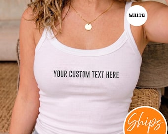 Custom Photo Tank Top | Personalized Graphic Shirt | Custom Text Crop Top | Business Logo Y2K Style Gift