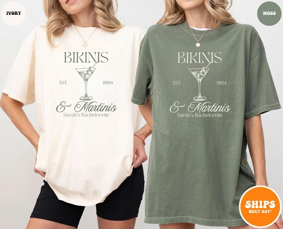 Beach Bachelorette Party T-shirt | Martinis and Bikinis | Custom Bachelorette Shirts | Personalized Luxury Bachelorette | Social Club Bach