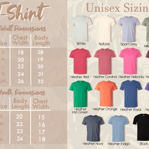 a chart showing the sizes of t - shirts for men and women