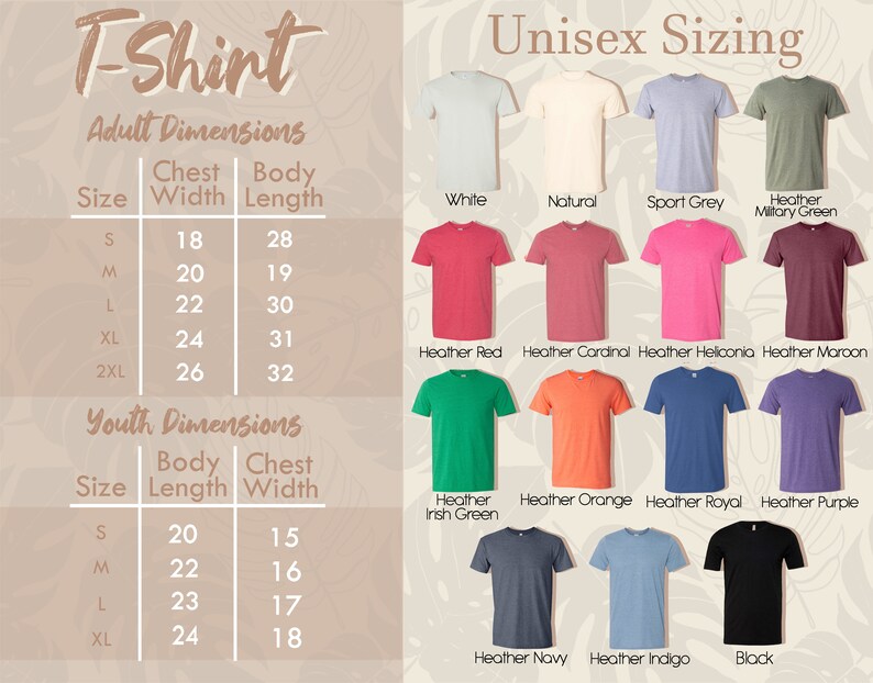 a chart showing the sizes of t - shirts for men and women