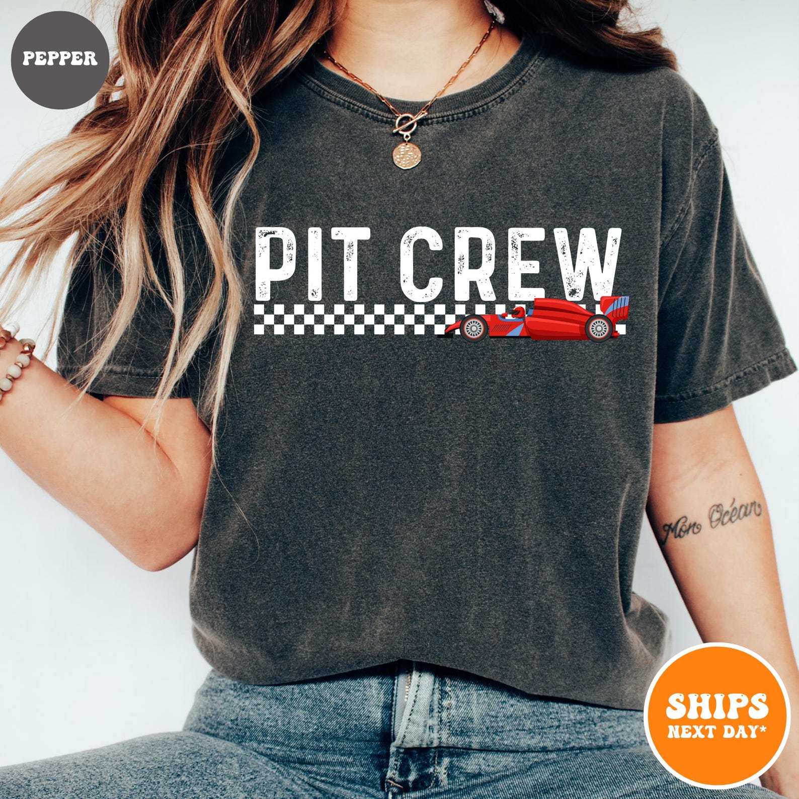 Pit Crew Tshirt Matching Race Car Shirt Checkered Flag Shirt Dirt