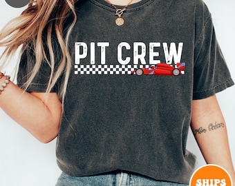 Pit Crew T-shirt | Matching Race Car Shirt | Checkered Flag Shirt | Dirt Track Racing Tee | Drag Racing Gift | Pit Stop Shirt | Racing Flag