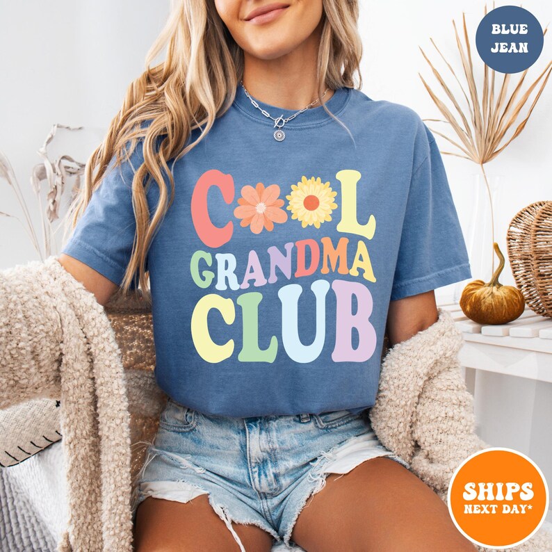 a woman wearing a t - shirt that says cool grandma club