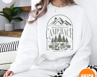 Custom Bachelorette Party Crewneck Sweatshirt | Custom Name Location Bachelorette Party | Camping Bachelorette | Bridesmaid Party Shirt