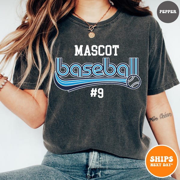 Camiseta de béisbol personalizada con nombre y número / Camiseta de equipo personalizada / Regalo para mamás beisboleras / Camiseta deportiva de secundaria / Camiseta personalizada con el espíritu escolar