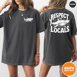 Respect The Sharks T-shirt | Surfing Tee | Save The Shark Shirt | Back Printing | Protect The Ocean Shirt | Beach Shirt | Comfort Colors Tee