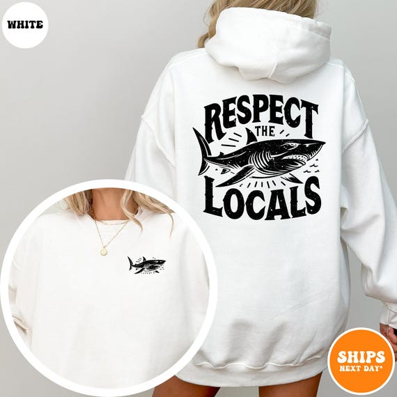 Respect The Sharks Crewneck Sweatshirt | Surfing Tee | Save The Shark Shirt | Back Printing | Protect The Ocean Shirt | Beach Girl Shirt