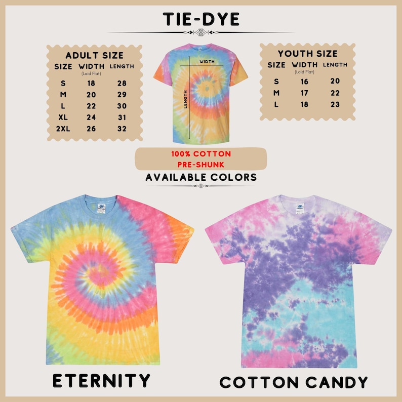 a tie - dye shirt is shown in three different colors