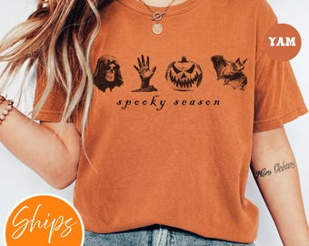 Spooky Season Shirt | Goth Halloween Tee | Minimalist Fall Graphic Top | Trendy Gothic Clothing | Chic Witchy Aesthetic Apparel