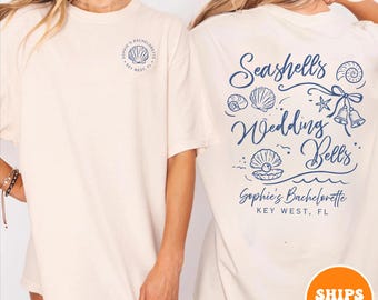 Personalized Bachelorette Shirt | Beach Bachelorette Tee | Custom Coastal Party Shirt | Seashell & Bells
