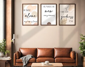 Christian Wall Art Bundle |  Boho Printable Wall Art | Scripture Wall Decor | Digital Download | Bible Verse Wall Art | The Goodness of God