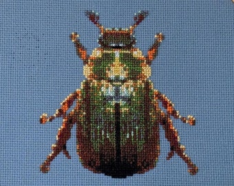 Green Beetle Counted Cross Stitch Pattern PDF