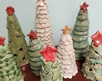 Ceramic Christmas Tree, Green or White, pottery tree, holiday decor, gift for her, handmade pottery, holiday gift, Christmas gift