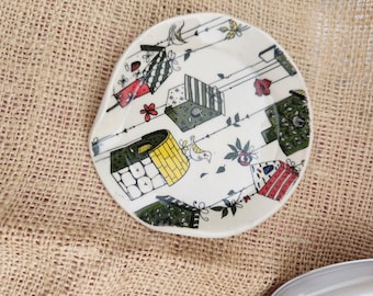 Ceramic Spoon Rest: Handmade Pottery Birdhouse Design