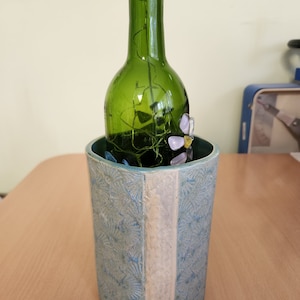 Utensil holder or Wine cooler, Blue and cream, kitchen decor, housewarming gift, vase, gift for her, gift for him, hand built pottery
