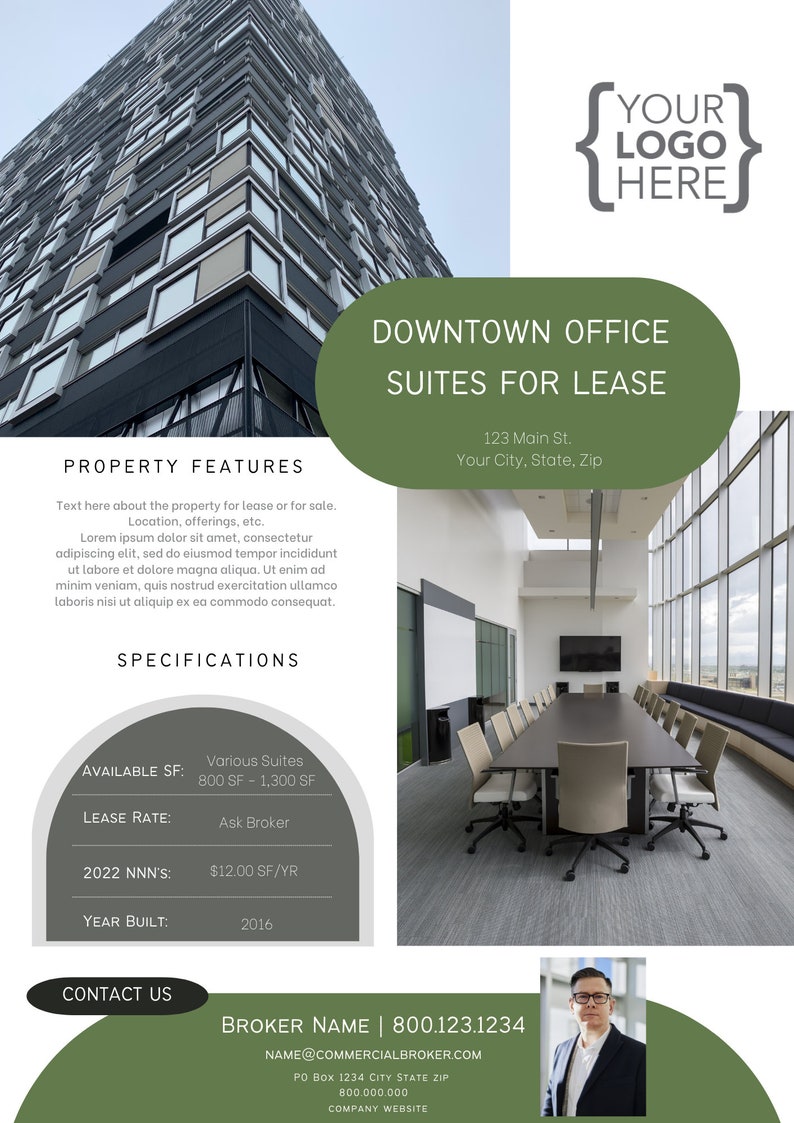 Commercial Real Estate Marketing Flyer Template Etsy Commercial Real Estate Marketing Flyer Template Etsy