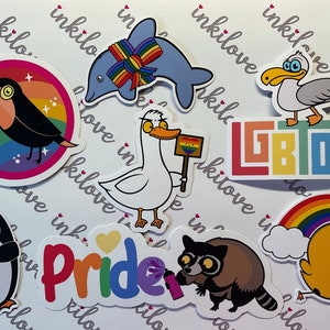 Queere Tiere Sticker Set groß 6tlg. - Aufkleber für Scrapbooking / DIY / Journaling oder wasserfest & UV-beständiger Variante für draußen