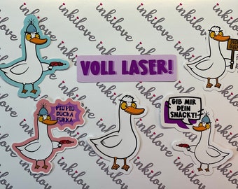 6tlg. Angry-Laser-Robber-Protest-Duck Sticker Set