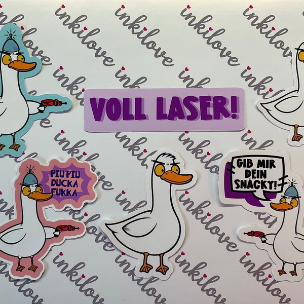 6tlg. Angry-Laser-Robber-Protest-Duck Sticker Set