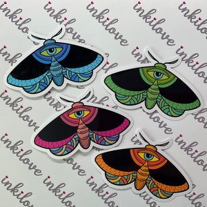 Bunte Motten Stickerset 4tlg. - Aufkleber auch in wasserfester & UV-beständiger Variante!