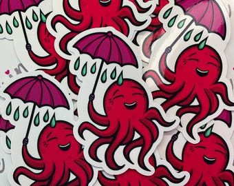 Happy Oktopus Sticker Set 10 Stk. - Aufkleber für Scrapbooking / DIY / Journaling oder in wasserfest & UV-beständiger Variante für draußen!