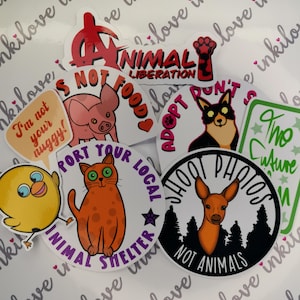 Animal Liberation Stickerset 7tlg. - Aufkleber für Scrapbooking / DIY / Journaling oder in wasserfest & UV-beständiger Variante für draußen!
