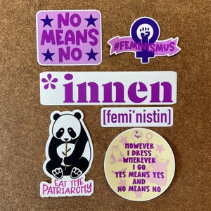Feminismus Sticker Set 6tlg. - Aufkleber für Scrapbooking / DIY / Journaling oder in wasserfest & UV-beständiger Variante für draußen!
