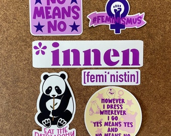 Feminismus Sticker Set 6tlg. - Aufkleber für Scrapbooking / DIY / Journaling oder in wasserfest & UV-beständiger Variante für draußen!
