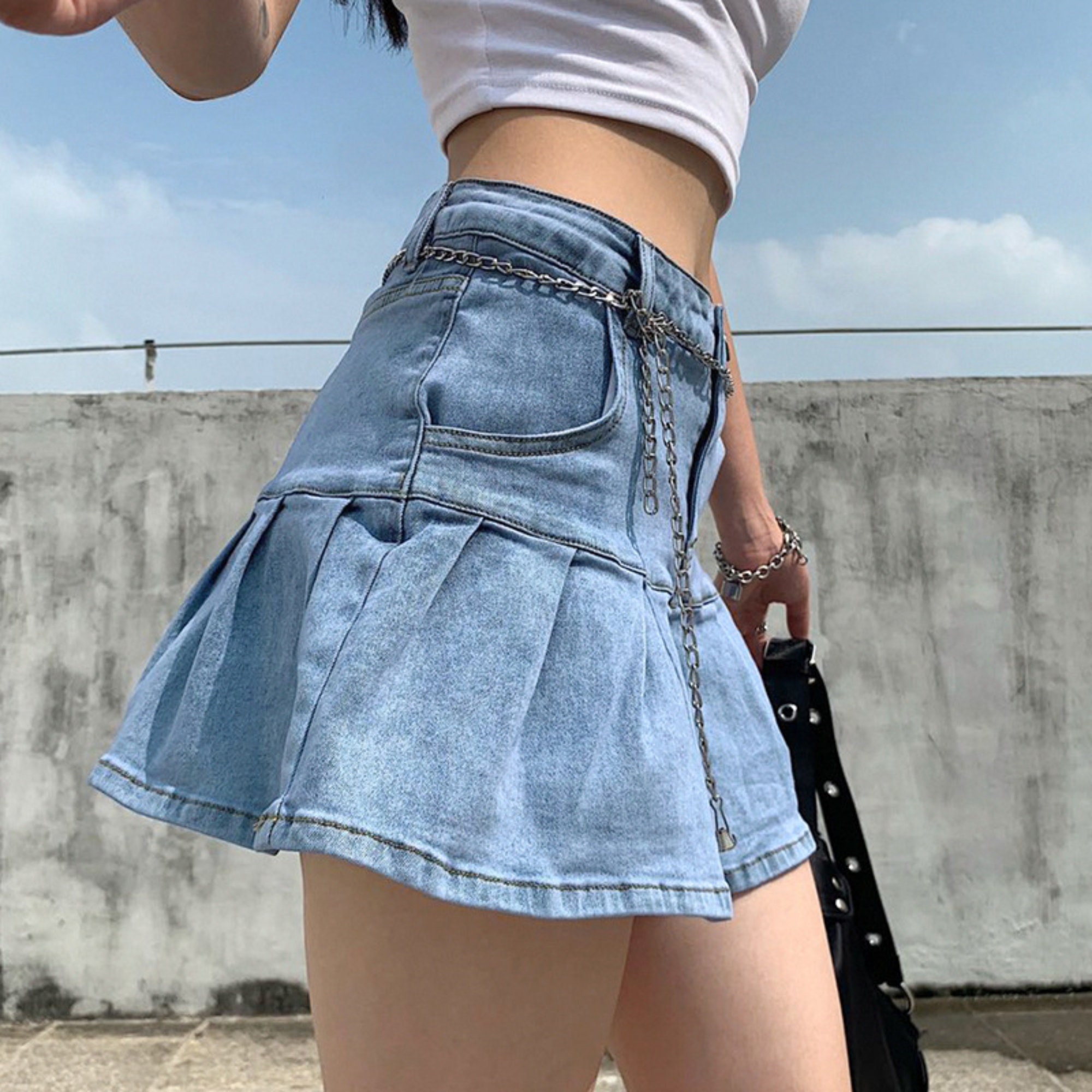 Y2k Denim Mini Skirt for Women High Waist Jeans Shorts - Etsy