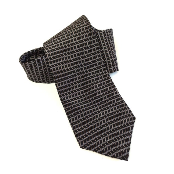Kenneth Cole Krawatte Vintage schwarz schlicht ge… - image 1