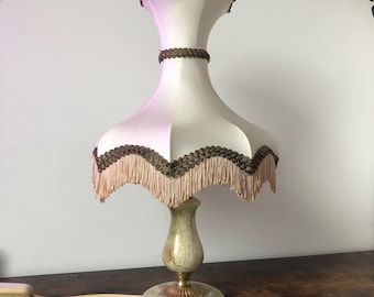 lamp French vintage gemstone marble antique table lamp shade lamp decoration 70s floor lamp fabric shade fabric fringe coffee table Onyx
