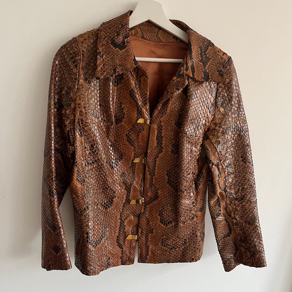 Python Lederjacke echt Schlangenleder vintage bik… - image 13