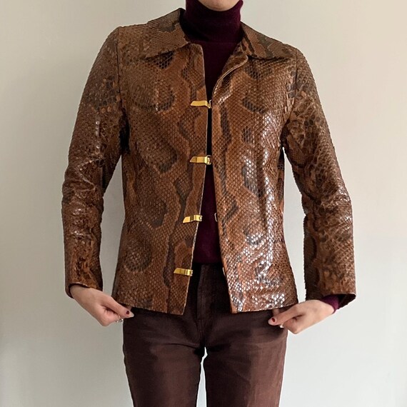 Python Lederjacke echt Schlangenleder vintage bik… - image 7