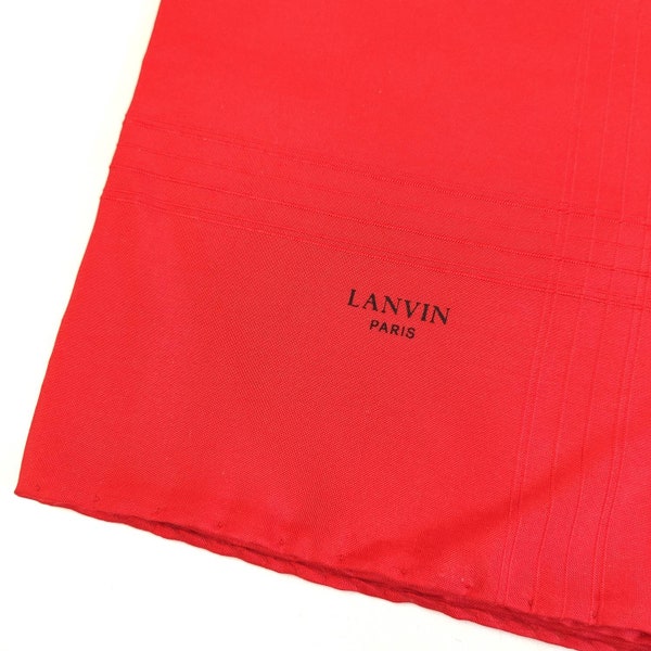 LANVIN PARIS Seidentuch Halstuch Einstecktuch rot Luxus Vintage 80er 90er edel Seide Taschentuch Männer Geschenk Herren Anzug schick bunt