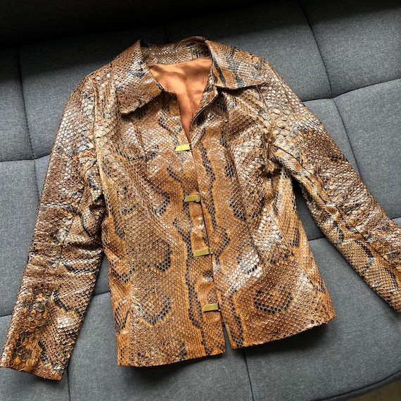 Python Lederjacke echt Schlangenleder vintage bik… - image 8