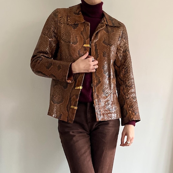 Python Lederjacke echt Schlangenleder vintage bik… - image 6