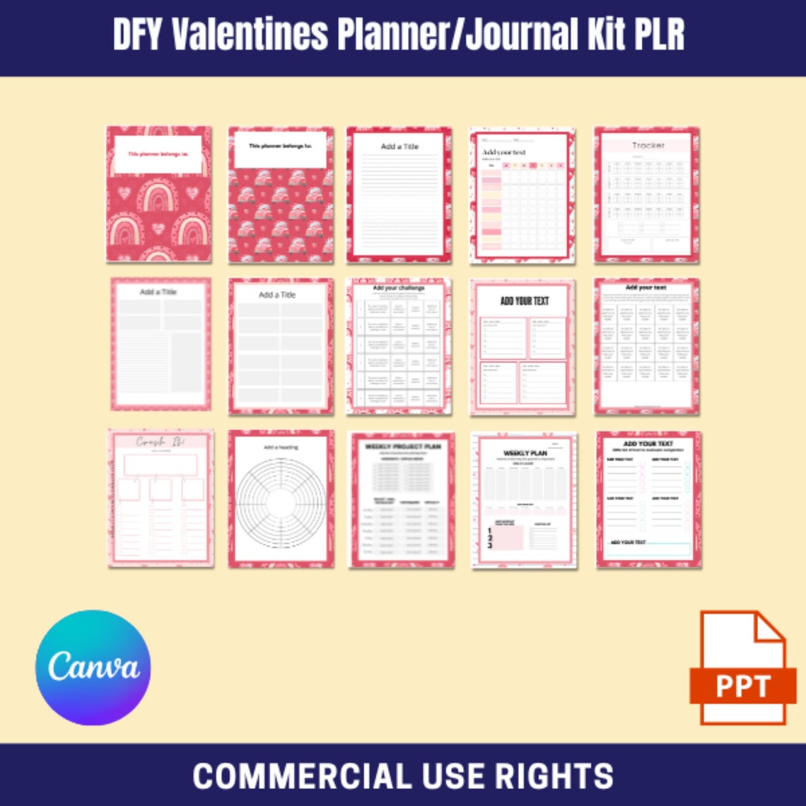Commercial Use Canva Valentine Planner Journal Template Kit, Editable ...