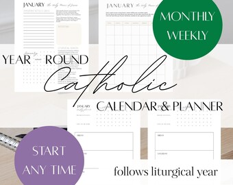 Catholic Calendar Planner | Year-Round Perpetual Calendar Follows Liturgical Year (Add Dates Any Year Any Time) Instant Digital Download