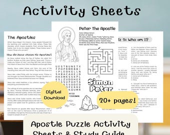 Apostles Puzzle Activity for Kids – 20-Page Catholic Activity Sheets, Study Guide & Quizzes – Catechism, Homeschool, Faith Formation